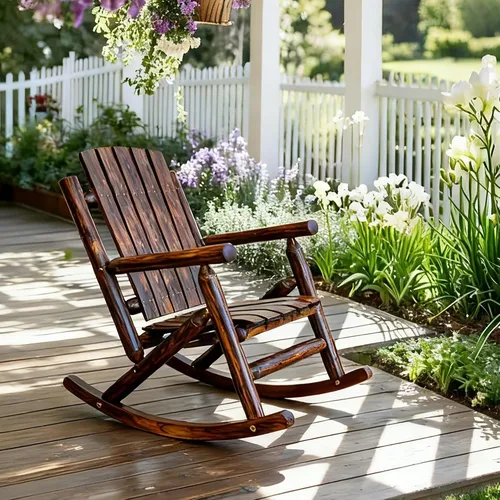 Miniatura 2 de Rustic Log - Mecedora de madera de abeto maciza hecha a mano, para porche, patio, resistente, 700 libras, acabado resistente a la intemperie