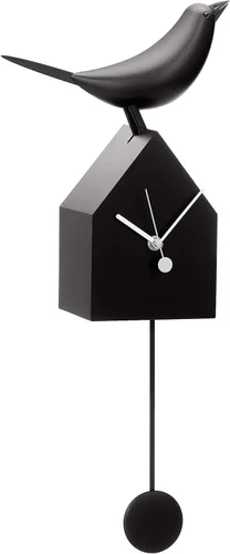 Torre & Tagus Reloj de pared Motion Birdhouse con movimiento de pico y péndulo desmontable para colocar en la mesa, decoración de pared moderna de