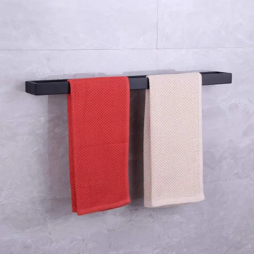 Miniatura 5 de Toallero cuadrado de acero inoxidable SUS 304 de 24 pulgadas, color negro mate, para montaje en pared de baño