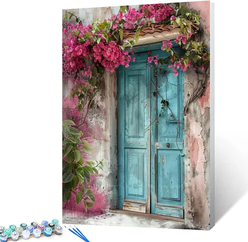 Miniatura 34 de Kits de pintura por números para adultos principiantes, pintura al óleo sobre lienzo de 16 x 20 pulgadas, lámpara de flores y óleo, pigmento 4-Art-06