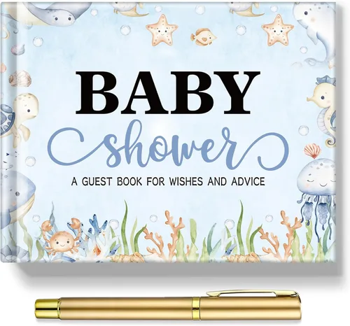 Miniatura 26 de Fuyoooo 27 piezas de libro de invitados para baby shower de safari en la jungla con tarjeta de lugar floral y sello de inicio de sesión para baby