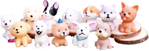 Mini figuras de perro, figura de animal de casa de muñecas de resina para decoración de tablero, decoración de escritorio de oficina y hogar, adorno
