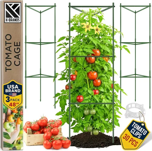 Miniatura 15 de Jaula de tomate – Estacas grandes de enrejado y estructuras de soporte para plantas para verduras y plantas trepadoras – Jaulas altas para tomate