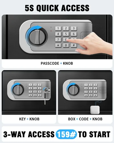 Miniatura 4 de Caja fuerte mediana VaultHex para el hogar - 2.0 pies cúbicos, gabinete montable con luz de movimiento y alarma dual, teclado digital y llave