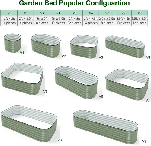Miniatura 5 de MFSTUDIO Kit de cama de jardín elevada galvanizada para exteriores, macetas elevadas ovaladas de 17 pulgadas de alto, maceta de metal para verduras