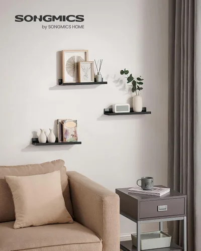 Miniatura 2 de SONGMICS CUSTOS Collection - Estantes flotantes, juego de 3 estantes de pared, 15 pulgadas de ancho, para marcos de fotos y baratijas, para sala