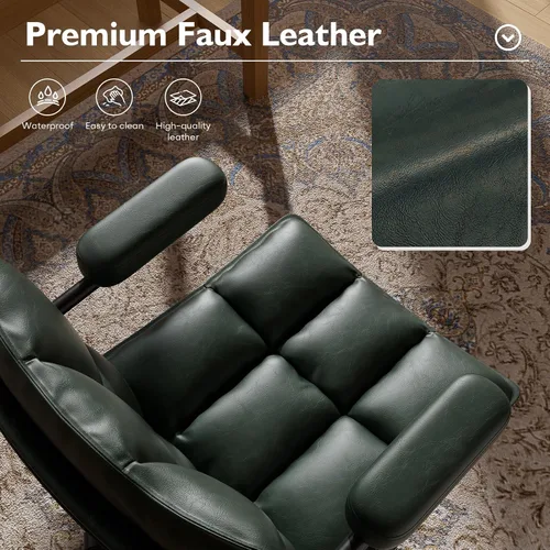 Miniatura 6 de Ollega Mid Century Modern Desk Chair, Vintage Leather Office Chair, Green Petite Computer Chair for Small to Medium Women, Thickened Back, Cozy