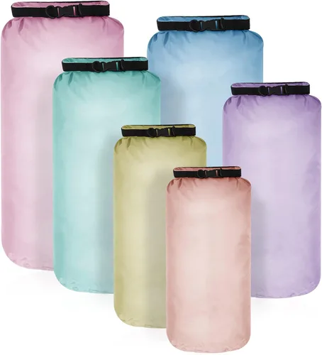 Miniatura 11 de Shappy Juego de 6 bolsas secas impermeables, ligeras, herméticas, con sacos de 20 L, 15 L, 10 L, 8 L, 5 L, 3 L y correa de hombro larga ajustable