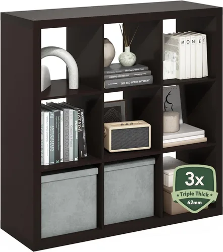 Miniatura 50 de Furinno Organizador de Almacenamiento en Cubos Decorativos con Respaldo Abierto, 4 Cubos, Gris Claro