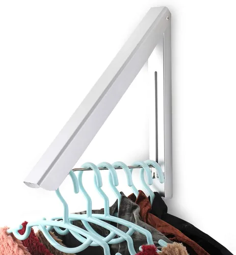 Percha plegable para ropa montada en la pared para interiores y exteriores, de aluminio, para ahorrar espacio, soporte para ropa, diseño delgado
