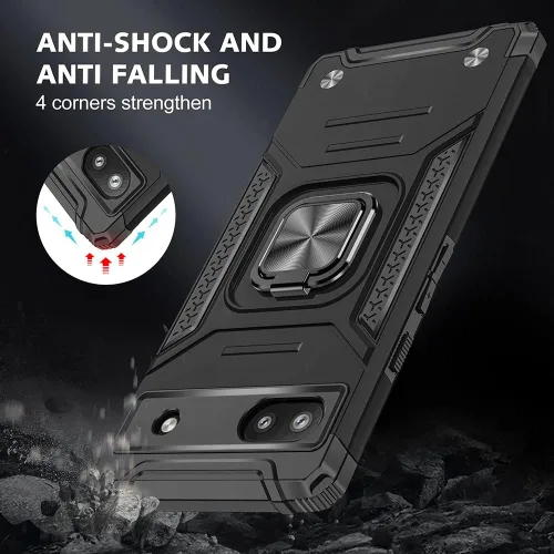 Miniatura 3 de HNHYGETE Funda para Pixel 6a con protector de pantalla HD, soporte giratorio de grado militar de 360° (resistente) a prueba de golpes para Google