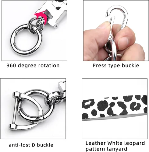 Miniatura 4 de Llavero universal de cuero con clip para llaves, anillo en D, cadenas para llavero para cinturón con mosquetón y 2 llaveros para hombres y mujeres