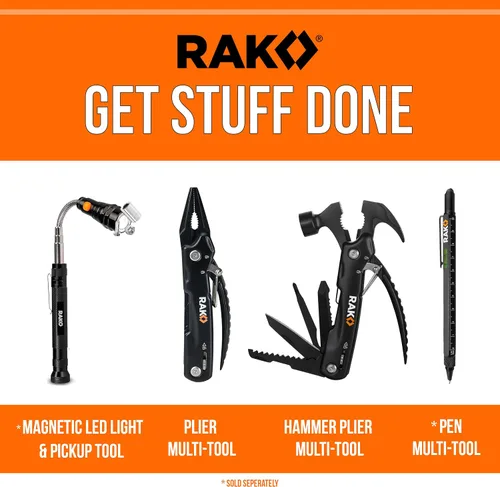 Miniatura 9 de RAK Pro Tools - Alicates multiherramienta – Regalos únicos geniales para papás que lo tienen todo – Multiherramienta compacta de supervivencia DIY