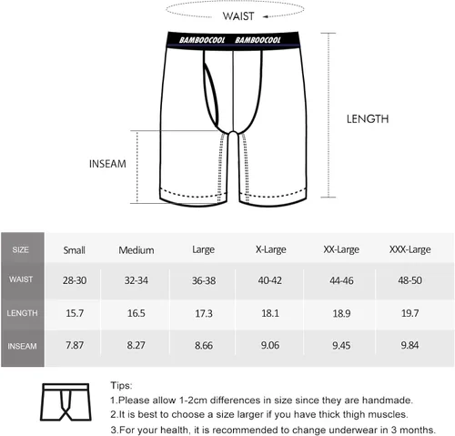 Miniatura 6 de BAMBOO COOL Men's Long Boxer Briefs Long Leg Performance Breathable Comfort Underwear for Men 3 or 5 or 6 Pack