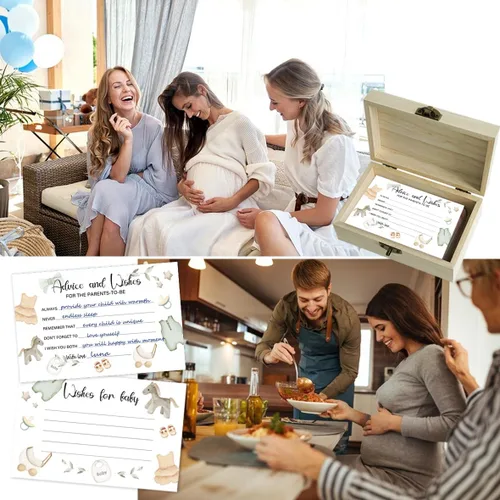 Miniatura 4 de 50 tarjetas de consejos para baby shower para juegos de baby shower, caja de consejos de ropa de bebé y tarjetas de deseos para nuevos padres
