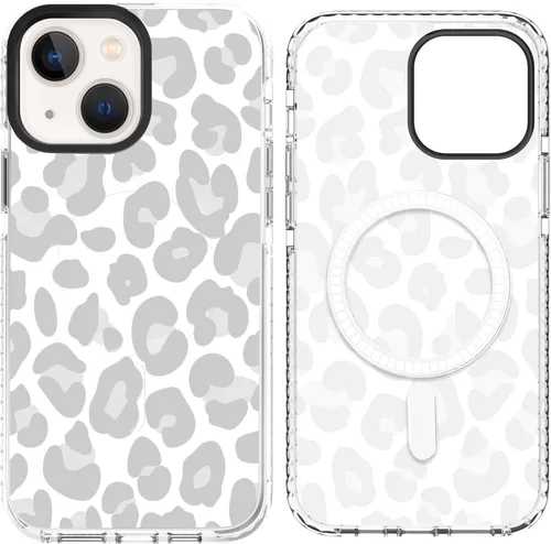 Miniatura 7 de SAKUULO Funda magnética para iPhone 11 Pro Max [Compatible con MagSafe] Patrón de Estampado de Leopardo Gris Claro Funda de Carga Inalámbrica