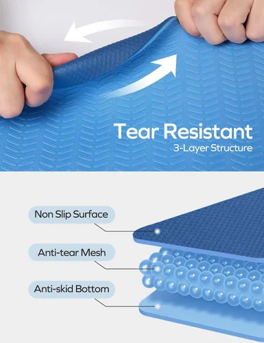 Miniatura 3 de Ewedoos Tapete de yoga antideslizante de elastómero termoplástico, tapete de ejercicio ecológico para yoga, pilates y ejercicio de piso, tapete