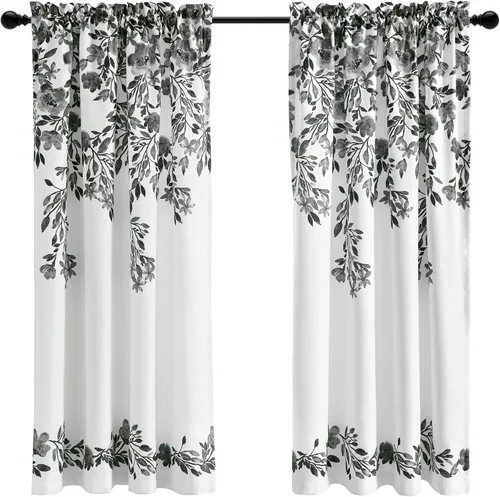 Miniatura 7 de Lush Decor Tanisha - Cortinas para oscurecer la habitación, diseño floral de vid impreso, juego de paneles de ventana (par), 52 pulgadas de ancho x