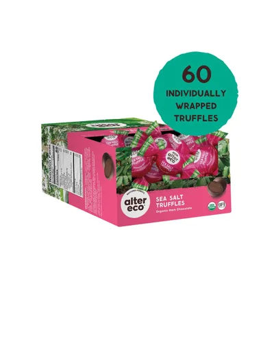 Miniatura 2 de Alter Eco Trufas de sal de mar oscuro profundo 58% cacao oscuro puro, comercio justo, orgánico, sin OMG, trufas de chocolate negro sin gluten