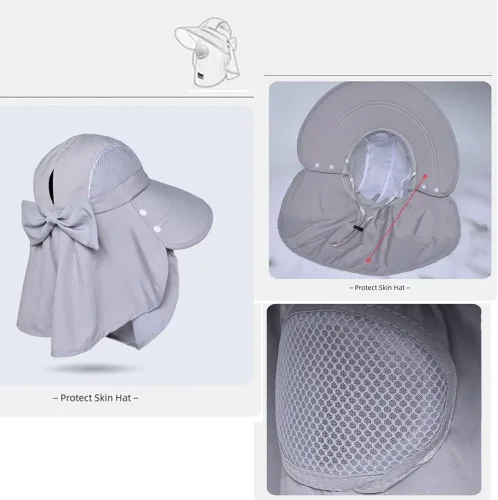Miniatura 8 de KORADI Sombreros de pesca solar para mujer, ala ancha, protección UV, plegable, sombrero de verano con solapa desmontable