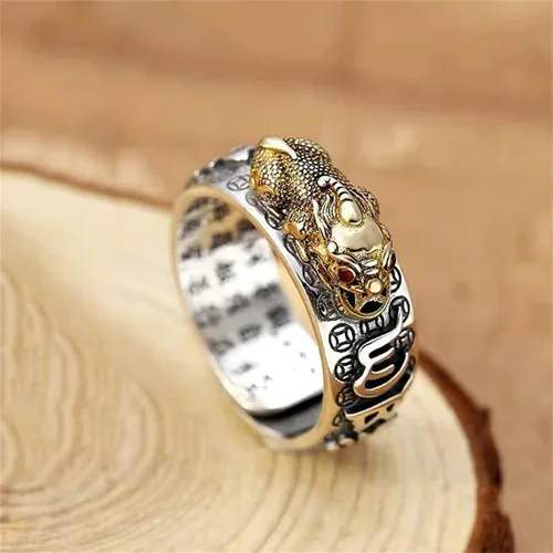 Miniatura 3 de JILIYUPA 4 anillos de Feng Shui Pixiu, amuleto budista de buena suerte, doble protección, riqueza, amor, salud, regalo para hombres y mujeres
