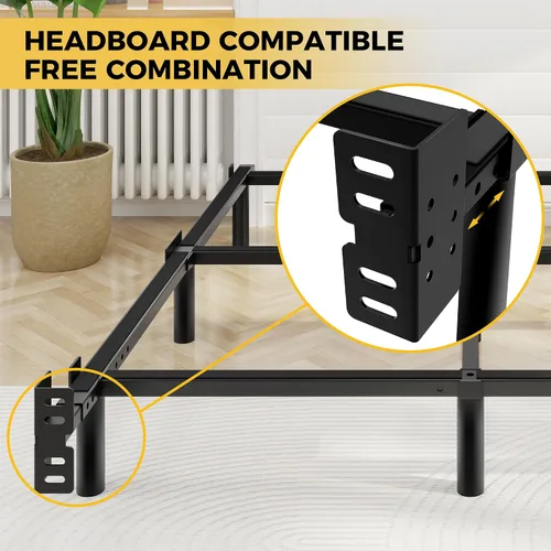 Miniatura 7 de Awesofurni Marco de Cama Individual, Marco de Cama de Metal Basics de 7 Pulgadas, Base Resistente de 9 Patas para Somier y Colchón, Sin Ruido, Fácil