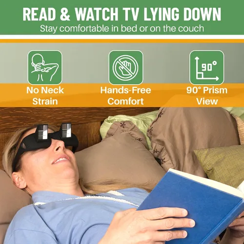 Miniatura 2 de Evelots Gafas de Lectura Acostado - Lectores de Cama para Mirar Hacia Abajo - Alta Definición - Anteojos Prismáticos Horizontales para Leer y Ver TV