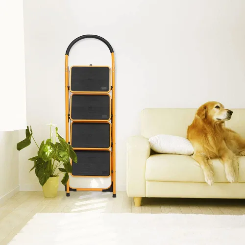 Miniatura 5 de Escalera plegable de 3/4, taburete de escalera con práctico mango antideslizante, resistente y pedal ancho, taburete portátil de acero de 330