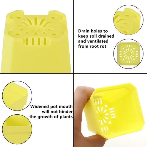 Miniatura 4 de 30 macetas de 3 pulgadas para vivero, macetas cuadradas de plástico grueso para plantas de flores, macetas de plántulas, macetas de inicio de Varios