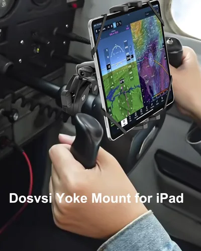 Miniatura 8 de Soporte de yugo para tableta, soporte de abrazadera de yugo para iPad para aviones, brazo de metal ajustable de 360° entrenador de aviación soporte