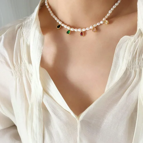 Miniatura 6 de Fleshwater - Gargantilla de cruz de perlas blancas para mujer, con cuentas blancas, bohemio, linda, hecha a mano, collar vintage