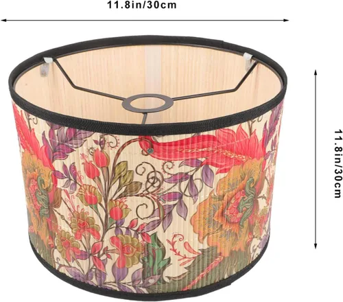 Miniatura 2 de Uonlytech Pantalla tejida de bambú de 11.81 pulgadas, pantalla de lámpara de mesa impresa para dormitorio, comedor, decoración de reemplazo