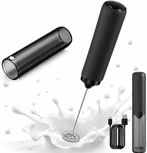 Espumador de leche recargable de mano, espumador de café eléctrico, espumador de mano portátil mezclador de bebidas para café, latte, capuchino,