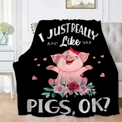 Miniatura 16 de Just A Girl Who Loves Pigs - Manta tipo throw de felpa mullida de franela para siesta para viajes, picnic, cama, sofá, cálida y acogedora para todas