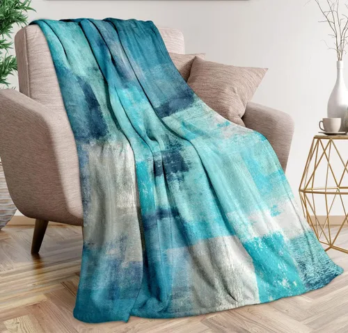 Manta gris turquesa, arte abstracto, ultra suave, acogedora, manta de franela ligera y moderna para sofá, ropa de cama, decoración del hogar (gris