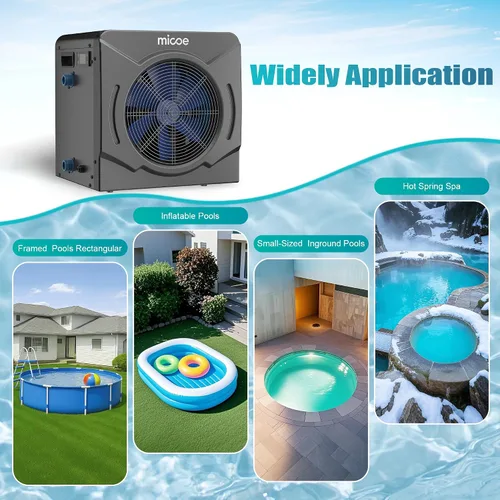Miniatura 7 de MICOE Calentador de piscina de 17000 BTU para sobre el suelo, bomba de calor de piscina, calefacción o refrigeración, intercambiador de calor