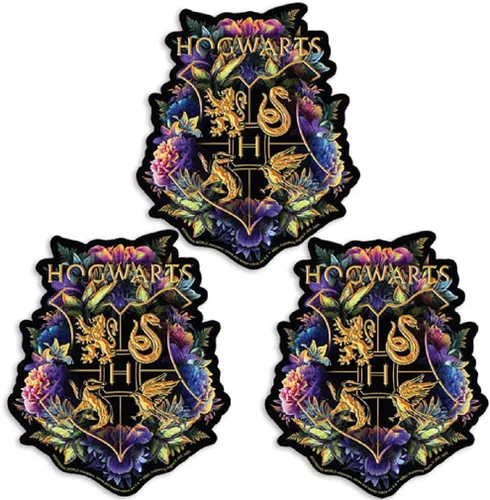Paper House Productions Harry Potter Floral Hogwarts Crest Troquelado 3" Vinilo Adhesivo 3-Pack Escudo floral de Hogwarts