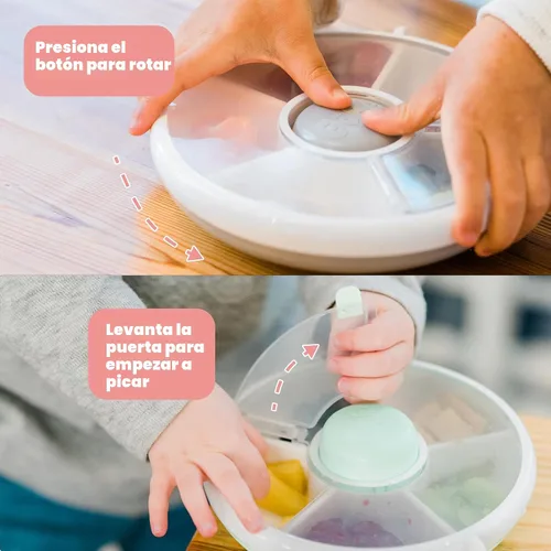 Miniatura 5 de GoBe Paquete de Spinner de Bocadillos Pequeño para Niños con Correa y Hoja de Adhesivos - Envase Reutilizable para Aperitivos con Dispensador de 5
