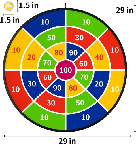 Miniatura 2 de TEMI - Tablero de dardos grande de 29 pulgadas para niños, juguetes para niños con 20 bolas, juguetes de juego de fiesta para interiores