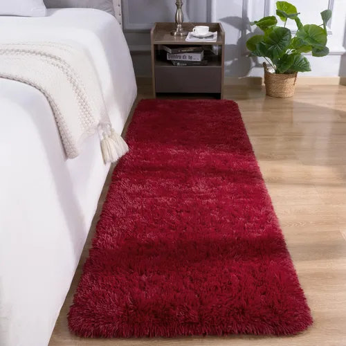 Miniatura 24 de DETUM Alfombra pequeña de 2 x 3 pies para dormitorio, Kicthen entrada, pasillo, lavable, antideslizante, color borgoña, alfombras de felpa