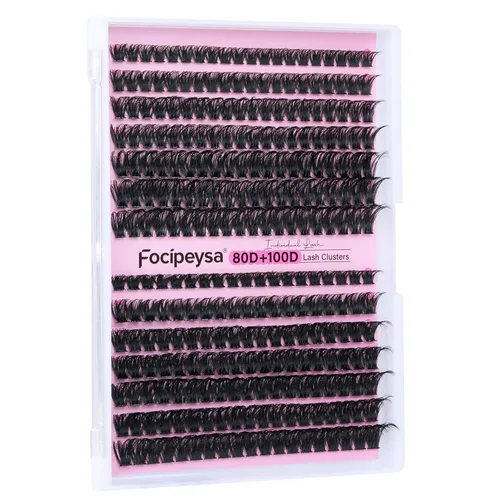 Miniatura 7 de Kit de extensión de pestañas DIY Focipeysa, racimos de pestañas rizadas D, kit de pestañas individuales con pegamento para pestañas y sello