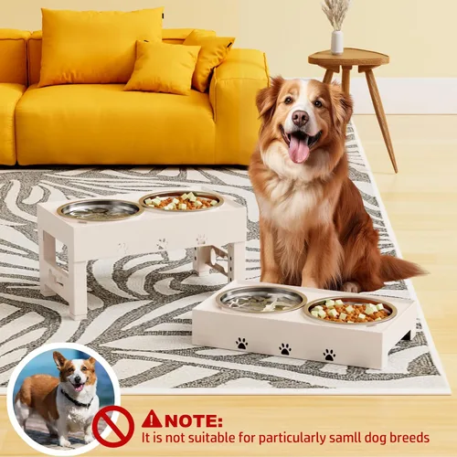 Miniatura 2 de LAKIPETN Tazones elevados para perros con 2 cuencos de acero inoxidable, soporte elevado para comida para perros, 5 alturas ajustables