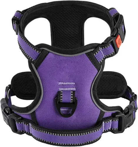 Miniatura 10 de Adjustable Reflective Nylon Dog Harness Vest No Pull Soft & Air-Permeable Pet Harness for Small & Large Dogs(Black,S)