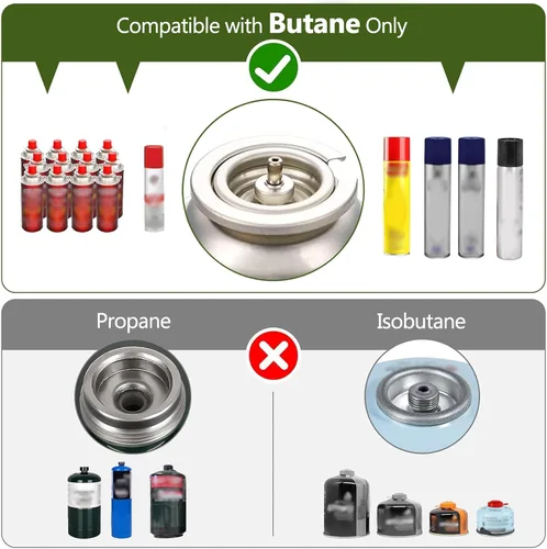 Miniatura 6 de Estufa de butano de doble quemador, kit de estufa de butano para acampar con bandeja para hornear y funda de transporte, quemador portátil