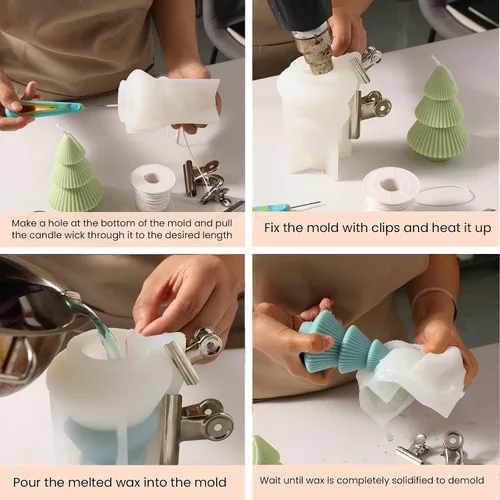 Miniatura 4 de Boowan Nicole Molde de vela de árbol de Navidad para suministros de fabricación de velas Decoración del hogar DIY (LZ0557)