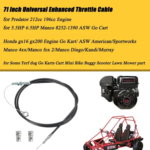Miniatura 2 de Cable acelerador mejorado universal de 71 pulgadas para Go Kart Predator 212 cc Motor GX160 GX200 196cc 5.5hp 6.5hp Manco 8252-1390 ASW Go Cart
