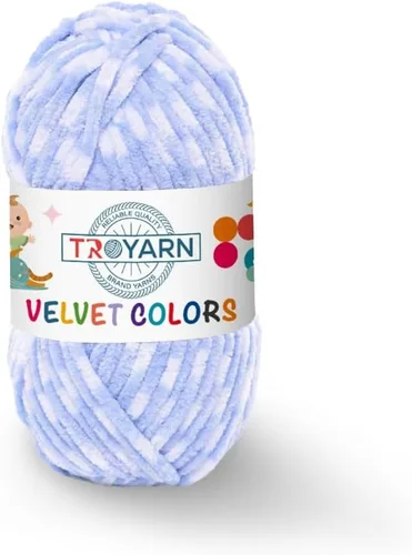 Miniatura 14 de TROYARN Hilo de lana de terciopelo en colores (paquete de 3 madejas) Chenille para manta Amigurumi, hilo para crochet y punto súper voluminoso 3x100