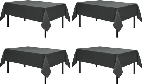 Miniatura 12 de Romanstile Mantel rectangular de poliéster, paquete de 2 manteles rectangulares de 60 x 84 pulgadas, resistentes a las manchas y a las arrugas, Negro