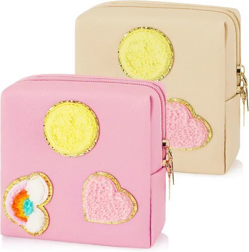 Miniatura 13 de Paquete de 2 bolsas para el período, bolsa de almacenamiento de servilletas sanitarias de piel sintética para almohadillas femeninas, forros, Style 6