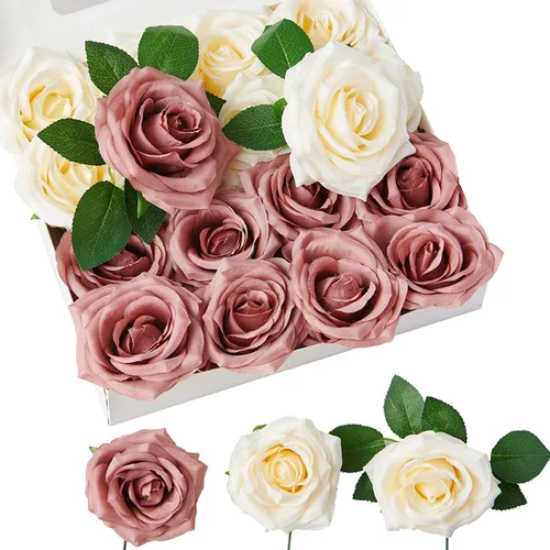 Miniatura 13 de Rosas artificiales, rosas artificiales, rosas artificiales de seda con tallos para ramos de boda, mesas de fiesta, centros de mesa, arreglos Negro